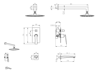 Душевой комплект Boheme Venturo 374-B-2 черный/хром